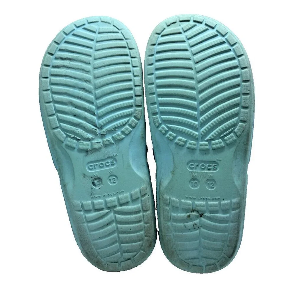Crocs Aqua Blue Iconic Comfort Slides Sz M 10 W 12 Unisex Slip On Sandals Shoes